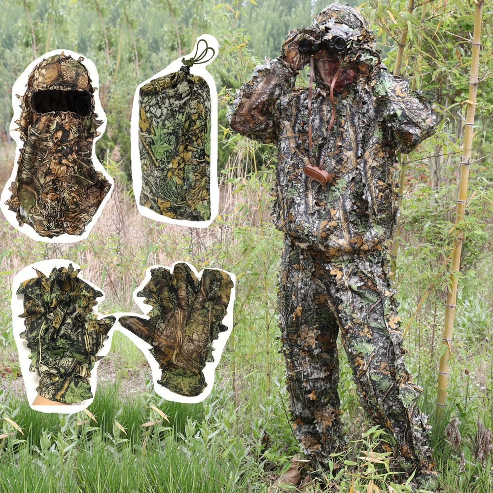 Ghillie Suit Woodland - Hunting Suit Jungle Leaves Lightweight Camouflage