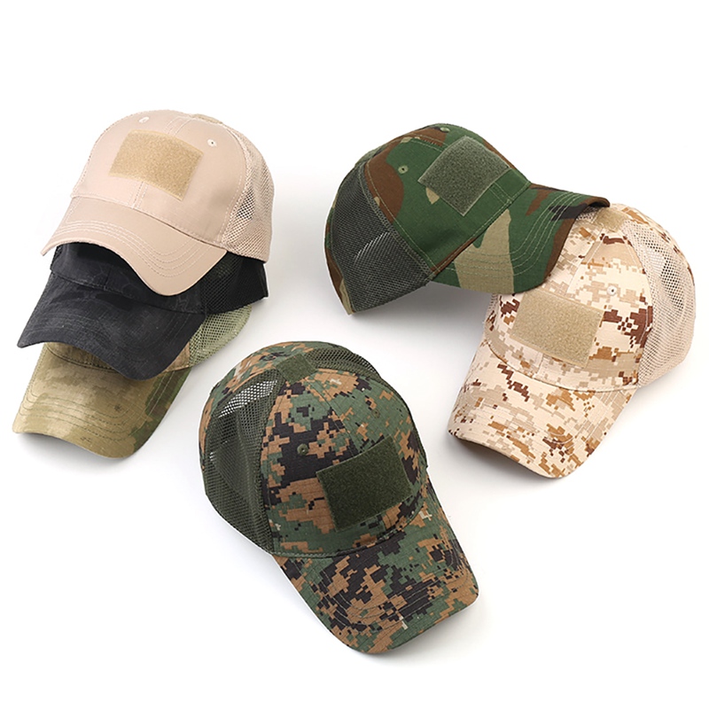 Mens Outdoor Hunting Hats - Outdoor Multicam Camouflage Adjustable Cap Mesh