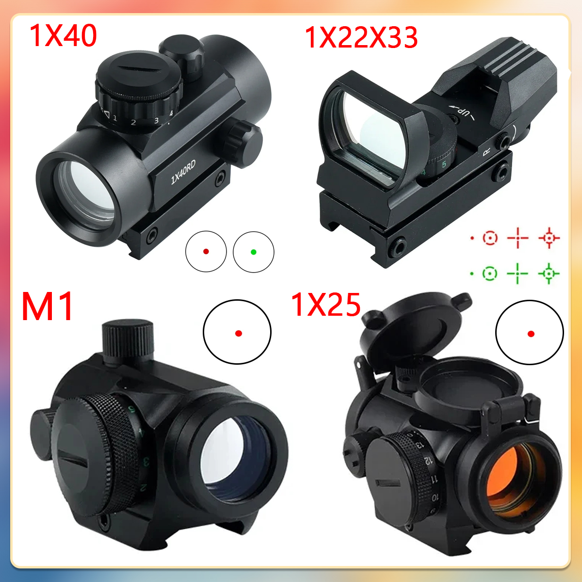 Crossbow Scope Sight - Tactical 1X22X33 Red Dot Sight 1X25