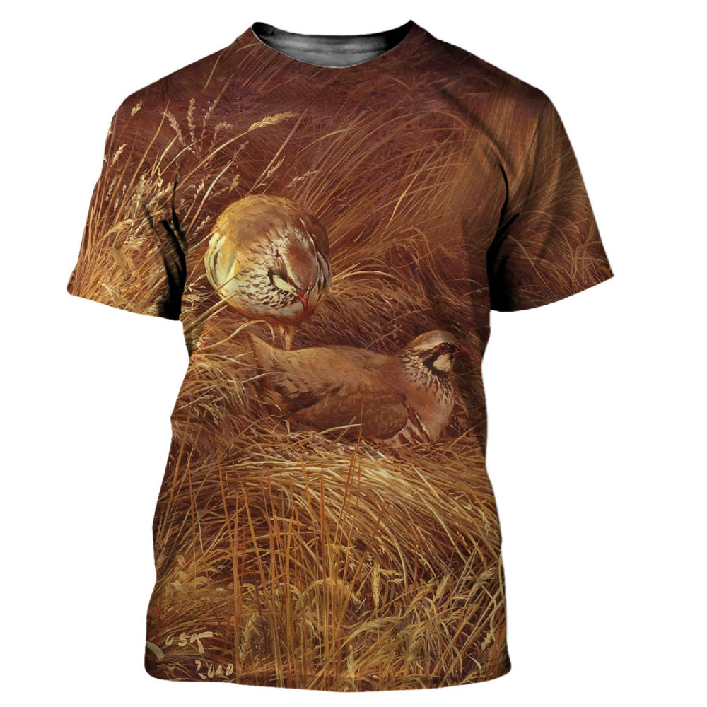 Hunting Quail - Animals Quail 3D Print T-shirt Camouflage