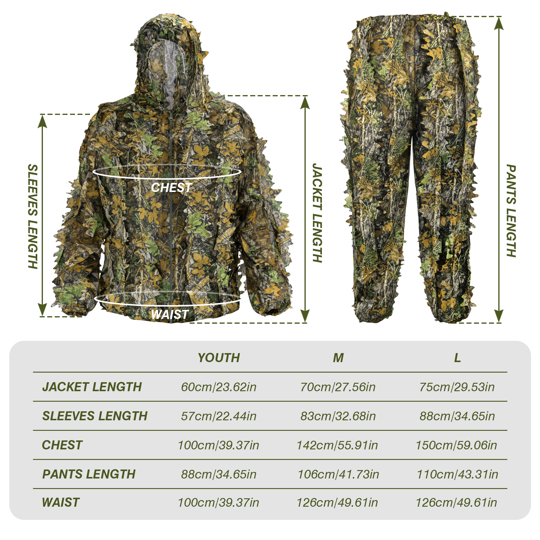 3D Camo Leaf Ghillie Suit Brea – Ghillie Suit Woodland Bewertung und Preis