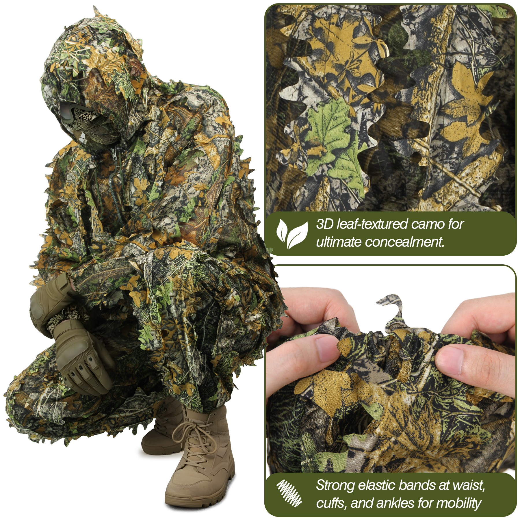 3D Camo Leaf Ghillie Suit Brea – Ghillie Suit Woodland Bewertung und Preis