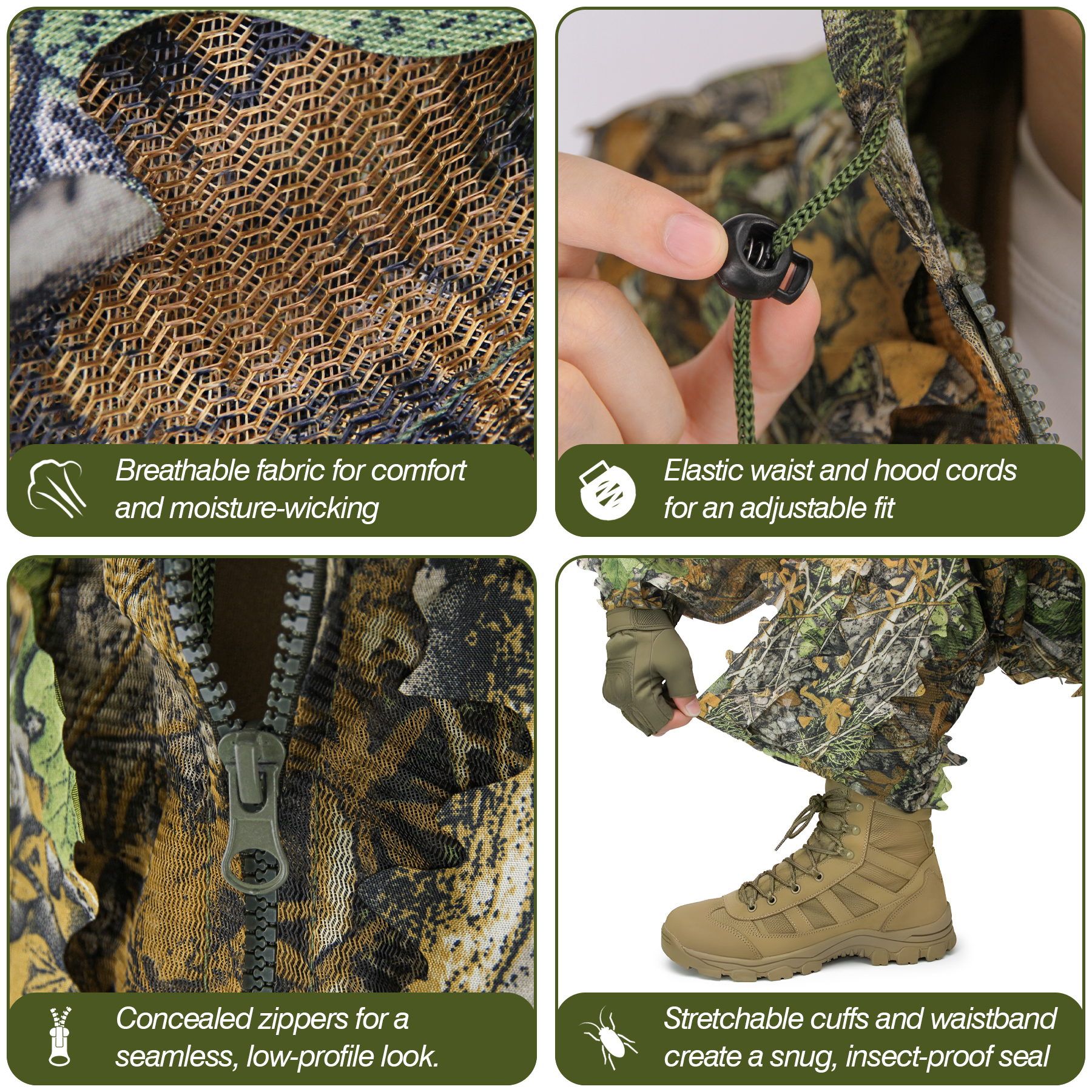 3D Camo Leaf Ghillie Suit Brea – Ghillie Suit Woodland Bewertung und Preis